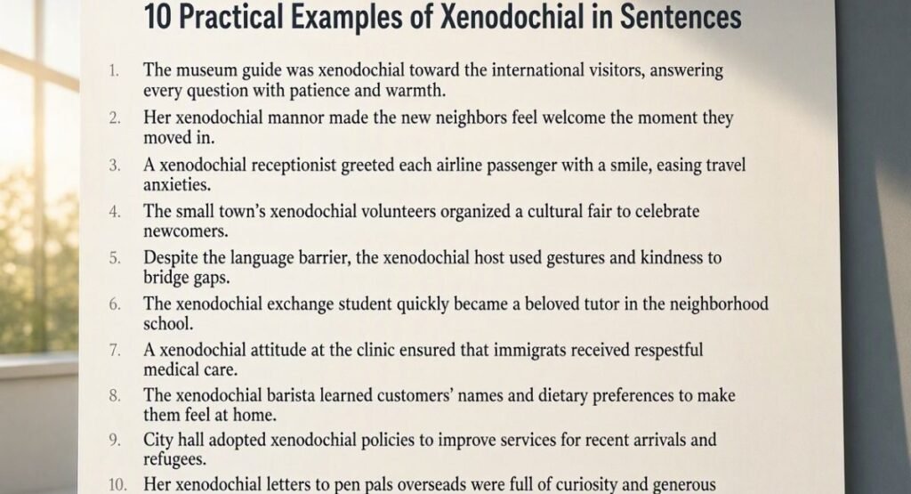 10 Practical Examples of Xenodochial in Sentences
