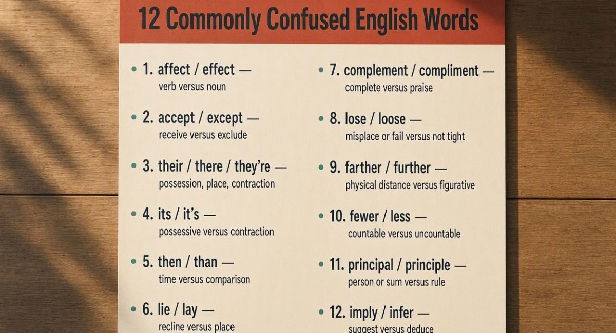 12 Commonly Confused English Words
