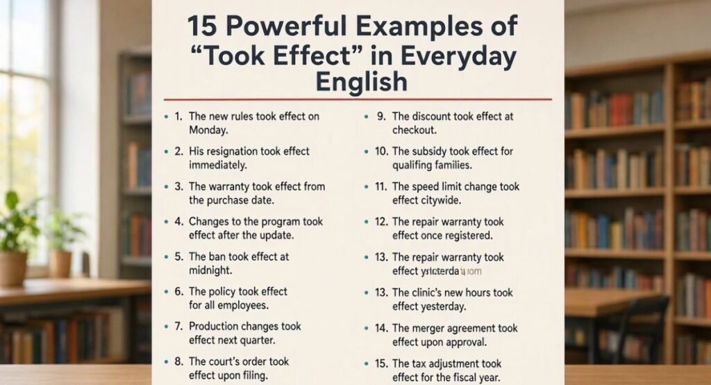 15 Powerful Examples of “Took Effect” in Everyday English