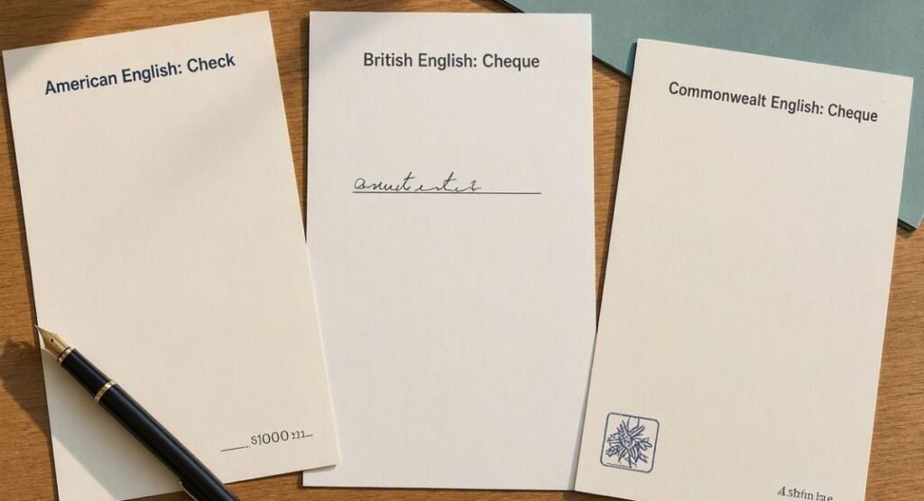 Check or Cheque in American, British, and Commonwealth English