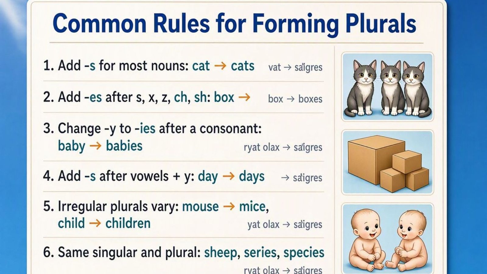 Common Rules for Forming Plurals
