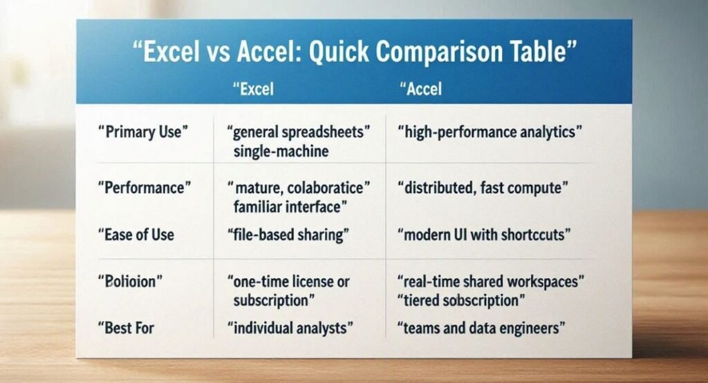 Excel vs Accel: Quick Comparison Table
