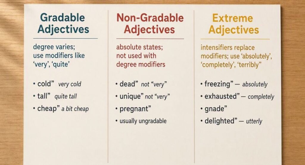 Gradable, Non-Gradable, and Extreme Adjectives Explained