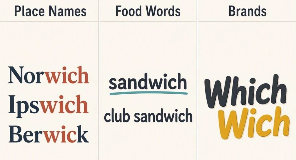 “Wich” in Place Names, Food Words, and Brands
